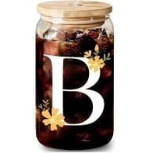 Initial Glass Cup, Personalized Glass Drinking Monogrammed "B"